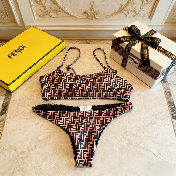 Fendi Other - Fendi Black and Pink Logo Bikini